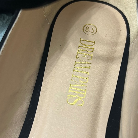 Black Suede Kitten Heels With Adjustable Buckle - Picture 4 of 11